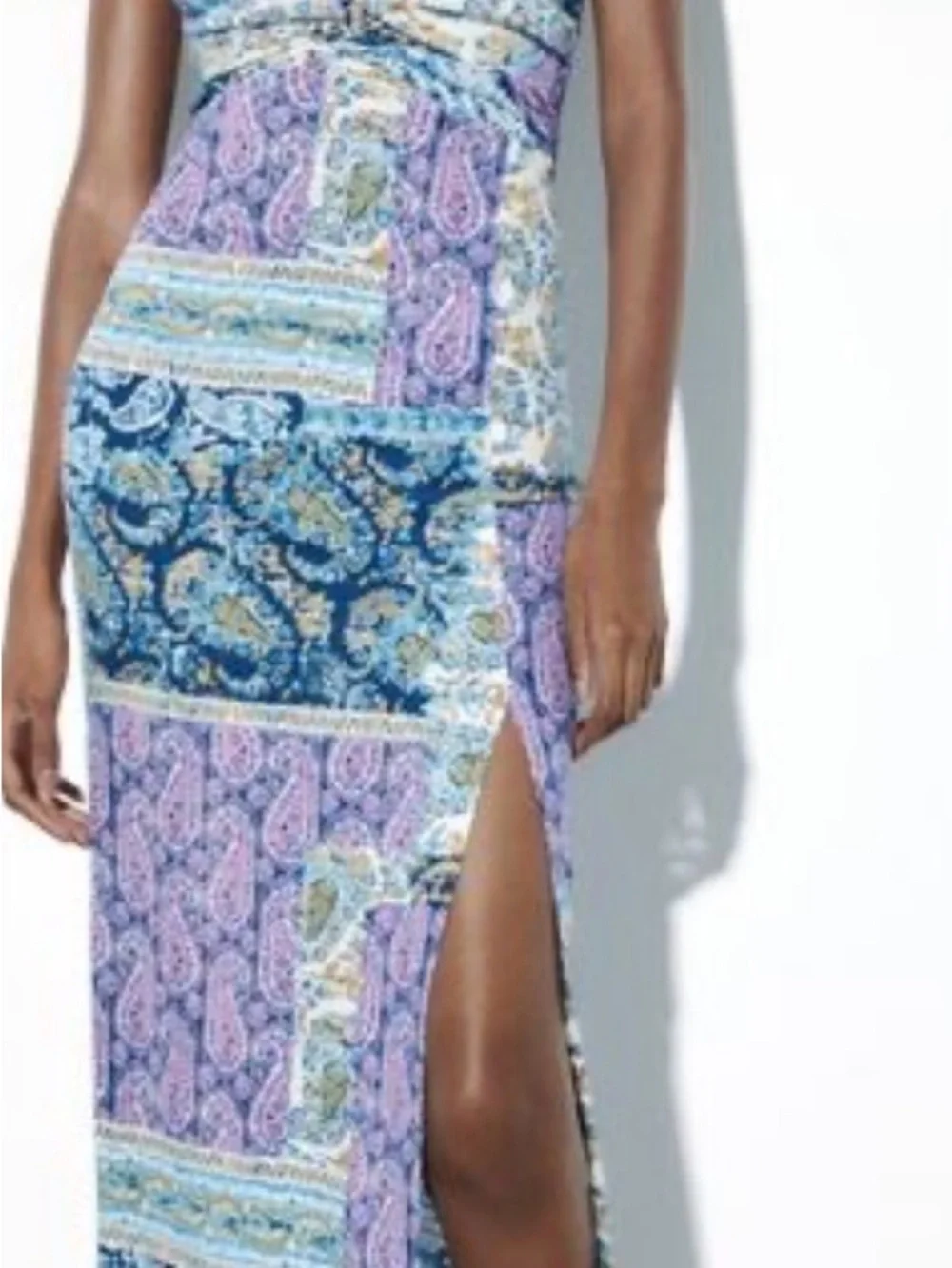 Zara Blue & Lavender Paisley Maxi Dress